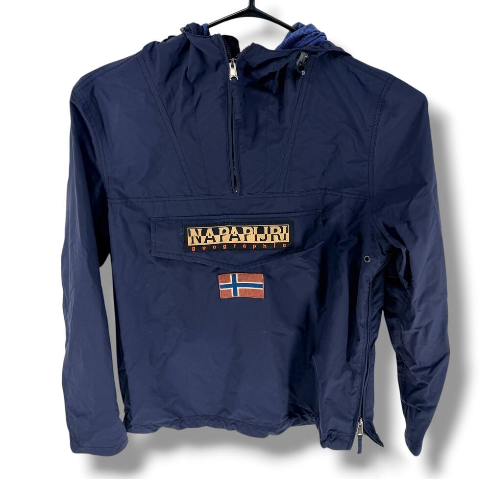 Napapijri Rainforest Anorak Jacket Small Navy Norway Flag Y2K Eurostyle 90's